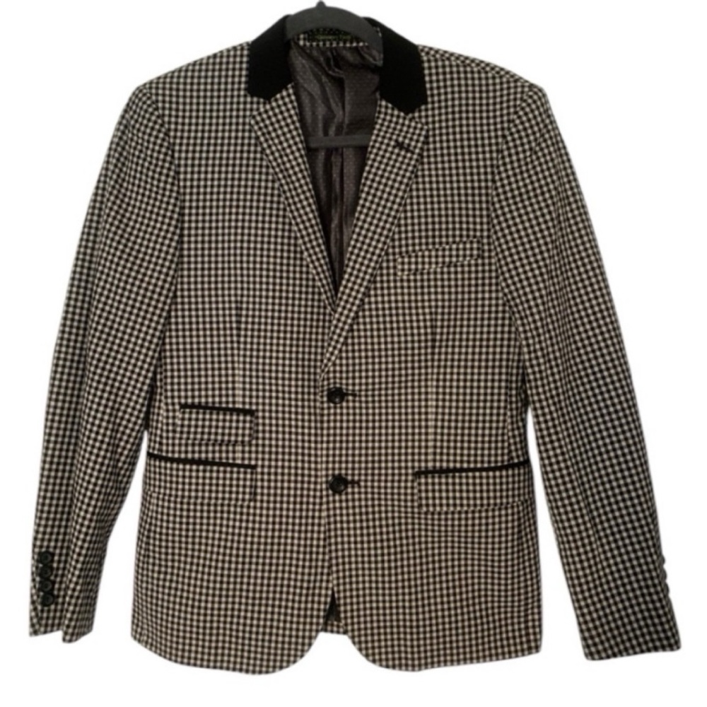 Giovanni Testi Small Bold Gingham Checkered Plaid Blazer Jacket
